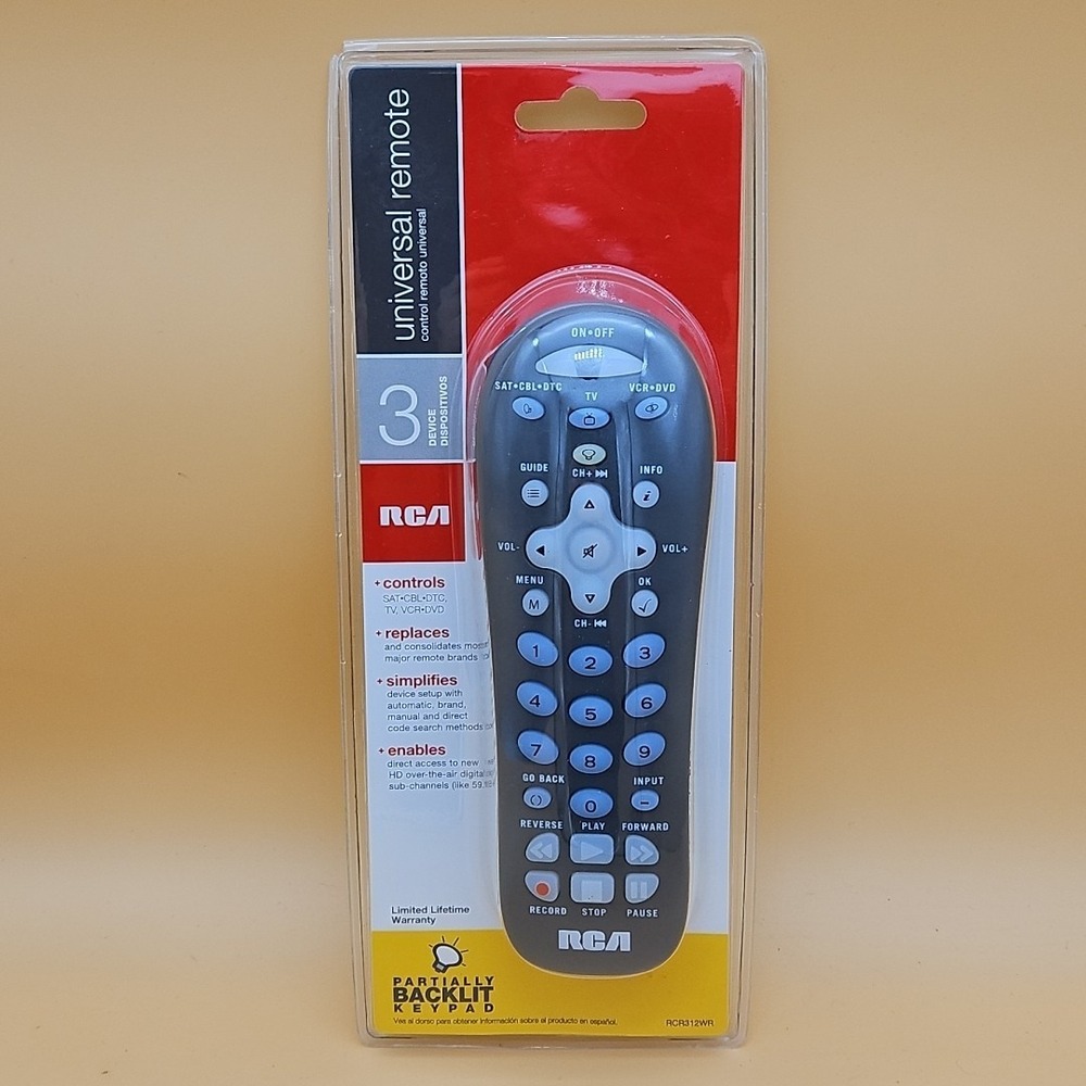Universal Remote TV Controller NEW RCA 3 Device RCR312WR Sealed DVR Capability